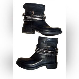 KBR Italian Leather Studded Moto Boots • Size 36.5 / US 6.5 • NWOB
